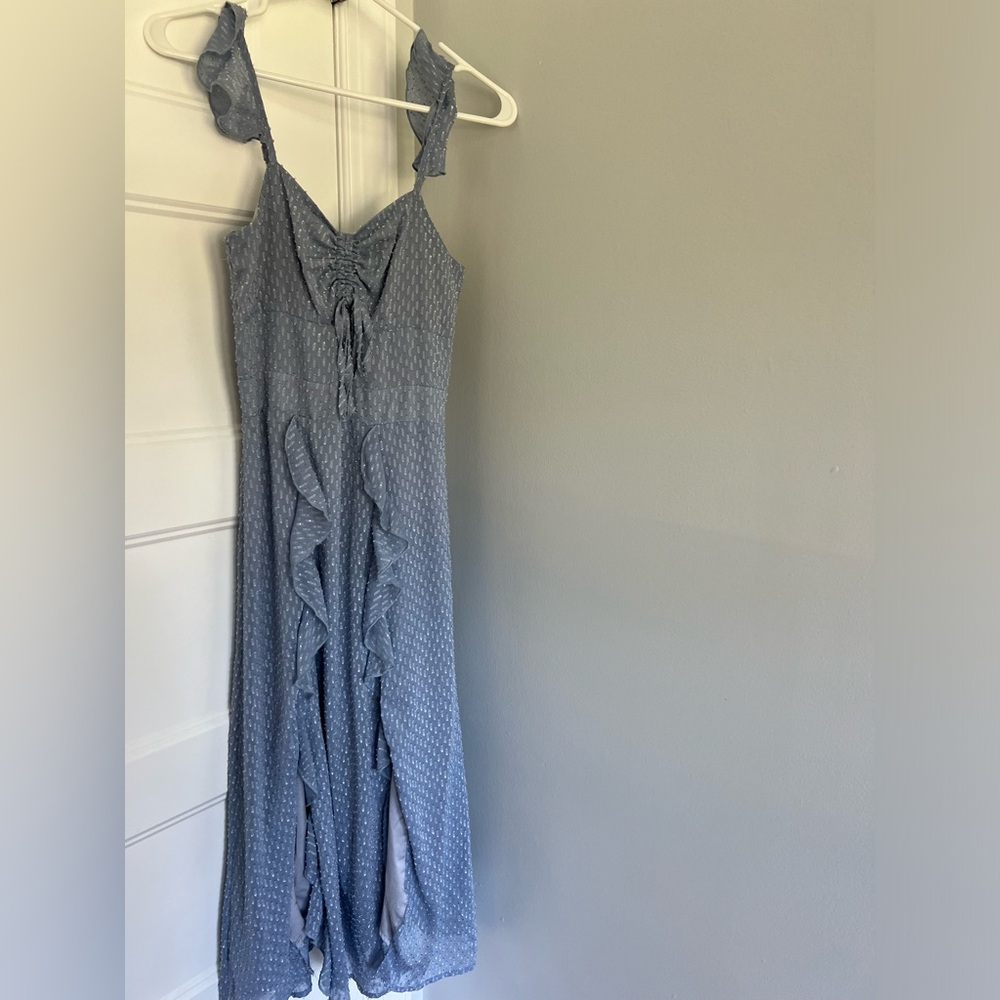 Blue dress perfect for a wedding or fun gathering